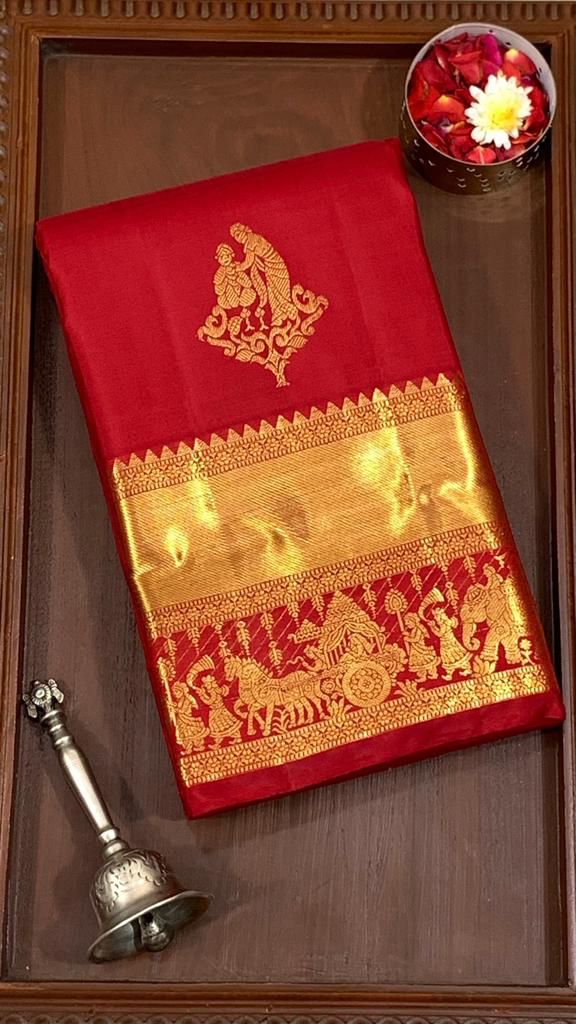 Red Palakhi By Aab Soft Lichi Silk Jacquard Border Saree